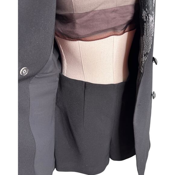 Alice + Olivia Carlena Tuxedo Romper Double Breasted Blazer black beaded size 2 - Picture 9 of 16